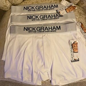 LOT-3 New Nick Graham white stretches boxer briefs underwear SMALL 28-30